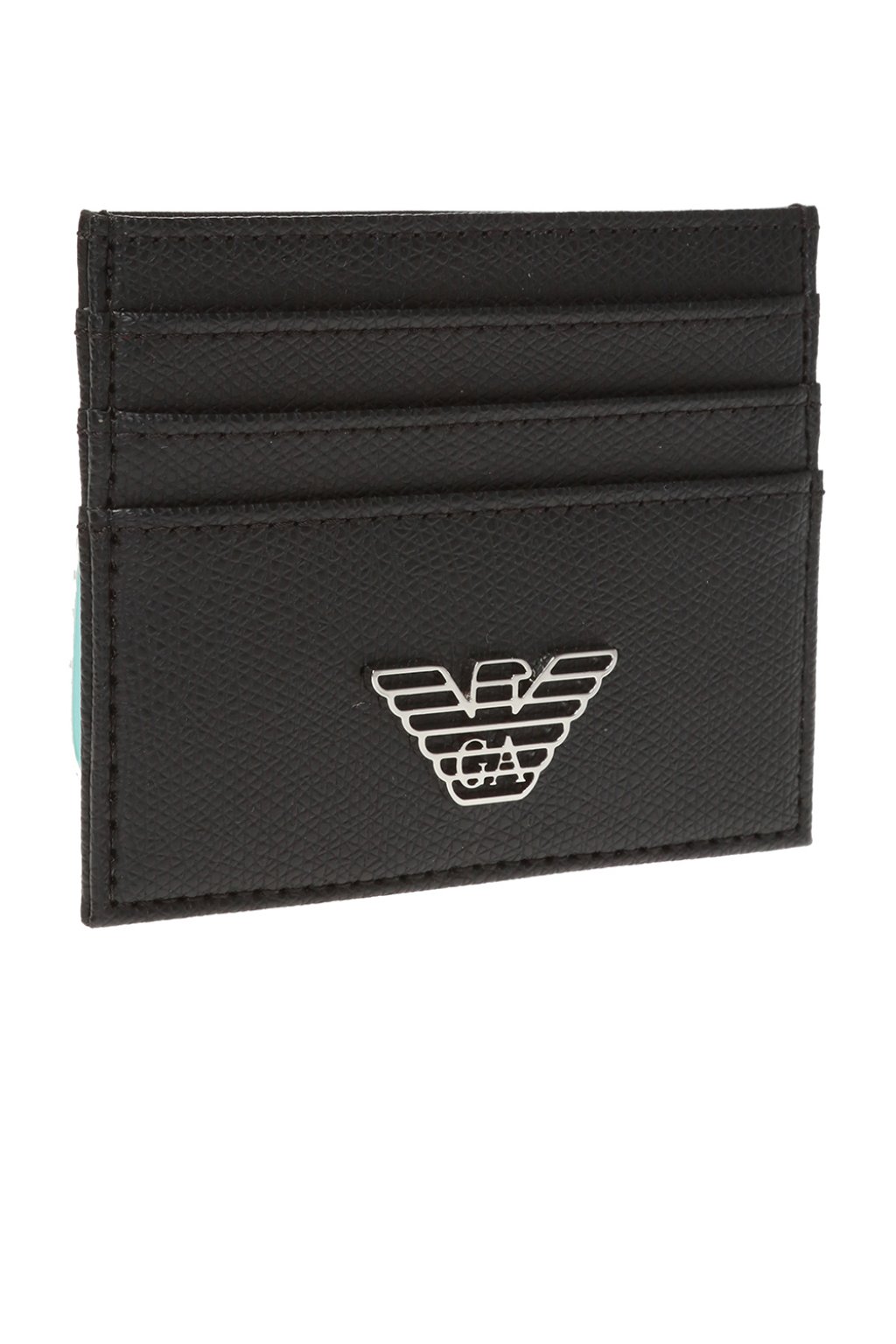 Black Card case with metal logo Emporio Armani Ceintures Emporio